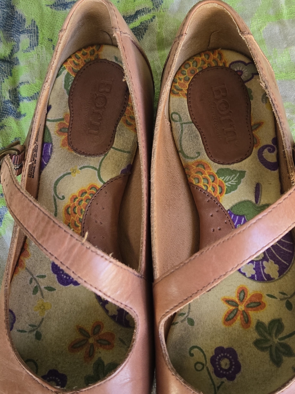 Born Pink-Tan Leather Mary Jane Flats with Buckle Strap - Picture 6 of 8